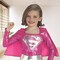 Girls Pink Supergirl Costume Dress with Cape Belt and Boot Tops Included